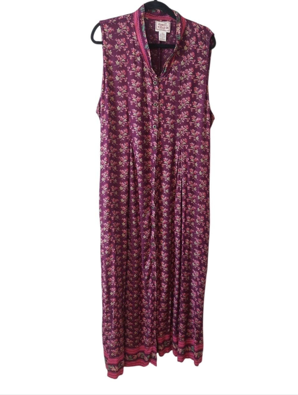 April Too Cornell Cottagecore Sleeveless Button Front Tie Back Floral Maxi Dress - Picture 2 of 9